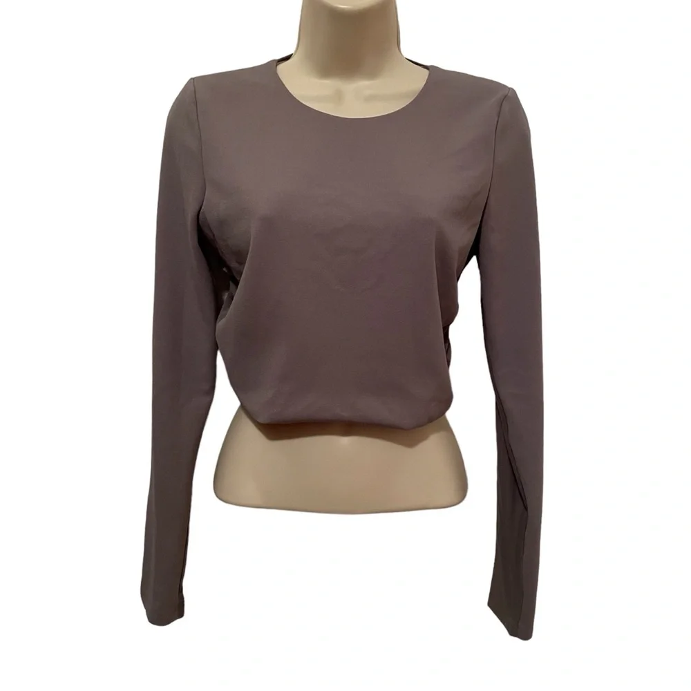 Zara Women’s Cropped Gray Open Back Mesh Adjustable Top Shirt Size Small